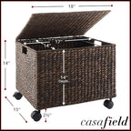 Casafield Rolling Filing Cabinet, Espresso Dark Brown - Water Hyacinth File Organizer with Lid and Wheels, Home Office Storage for Hanging Folders
