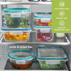 Snapware Plastic Total Solution 2-Pack (5.5-Cup) Food Storage Containers Set, Leakproof & Airtight Plastic Locking Lids Square Containers, Non-Toxic BPA-Free Lids, Microwave Dishwasher Freezer Safe