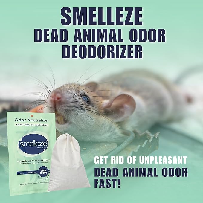 SMELLEZE Dead Animal Odor Eliminator for Strong Odor Removal - Eliminate Dead Rodent & Wildlife Smell - Safe Indoor & Outdoor Use, Natural Odor Remover, Fresh & Effective - 1 Pouch
