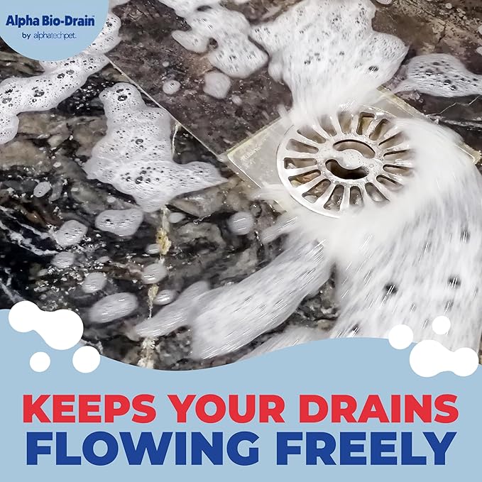 ALPHA BIO-DRAIN - Enzyme-Based Maintenance to Help Prevent Clogs and Reduce Odors from Pet Waste, Grease, Hair in Drains and Septic Systems - ½ Gallon by Alpha Tech Pet