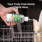 Truly Free Natural Dishwasher Booster & Rinse Aid - Non-Toxic Dishwashing Aid Formula, Removes Residue & Tough Dish Stains, Water Spot Remover - Includes: 1 Reusable Empty 12 oz Bottle & 1 Refill