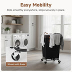 StorageWorks 160L Laundry Basket with Wheels, Large Rolling Hampers for Clothing Organizer, Dirty Clothes Basket for Hotel, Home, Closet, Dorm, Black