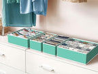 Simple Houseware 4-Pack Drawer Organizer Set - Closet Dividers for Underwear, Socks, Bras, Scarves, Ties - Foldable Non-Woven Storage Boxes, Turquoise