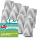 8 Pack Damp Dusting Sponge Duster, Grey Dust Cleaning Sponge, Reusable Household Cleaning Sponge Tool for Blinds, floorboards, Fan Blades, Vents, Glass, Railings, Mirrors