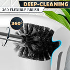 Silver Toilet Brush and Holder Set Stainless Steel – Square Design Toilet Bowl Brush and Holder, Rust, Corrosion & Scratch Resistant with Splash Protection, for Efficient Cleaning and Neat Storage