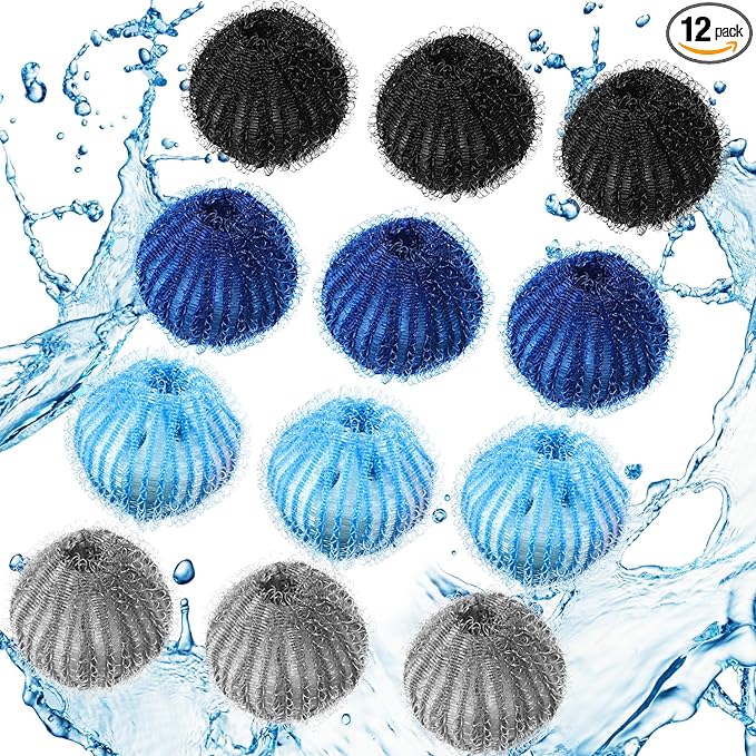 Blulu 12 Pieces Pet Hair Remover for Laundry Dryer Balls Reusable Washing Machine Hair Catcher Pet Dog Cat Catcher Lint Remover (Gray Blue Color)