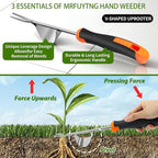 Upgraded Stainless Steel Hand Weeder Tool with Soft Rubber Grip | Manual Weed Extractor with Root Removal Function 4-Tine Slot Weeder for Crevices Garden Weeding Master Kit (3-Pack)