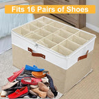 Shoe Storage Organizer for Closet,Stackable Shoe Storage Box for Entryway,Cube Storage Cabinet,Organizador De Zapato,Folding House Container with Clear Cover,Portable Holder Shoe Rack(Brown)