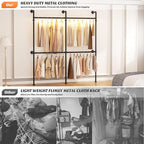 Aheaplus Industrial Pipe Clothing Rack, Reversible 6.75FT Clothes Rack for Hanging Clothes, Heavy Duty Garment Racks, Wall Mounted Closet Wardrobe Racks, Corner L Shaped Walk-in Closet System, Black
