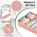 DIMJ Drawer Organizers for Clothing, Set of 4 Dresser Drawer Organizers, Fabric Closet Organizers and Storage, Drawer Dividers for Baby Clothes, Socks, Belt, Tie (Pink)