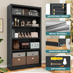 Heavy-Duty Metal Open Storage Cabinet with Adjustable Shelves, 5-Tier Shelving Unit, Easy Assembly Freestanding Organizer for Garage, Pantry,Office, Living Room (Black, 5 Tier-55"H x 27.6"W x 11.8"D)