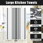 Homaxy Premium Kitchen Towels 18”x 28”, Large Cotton 380 GSM Kitchen Hand Towels, Stripe and Terry Dish Towel, Highly Absorbent Tea Towel Set with Hanging Loop, 12 Pack, Black