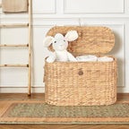 SIEUSALEVN Toilet Paper Storage, Water Hyacinth Baskets with Lid, Toilet Paper Baskets for Storage Holder 6 Rolls, Papers Basket with Built-in Handles for Organizer, Bathroom Accessories Organizer