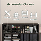 Furinno Cubicle Cube Insert, 3-Shelf Cube Organizer, 3-Tier Shelf Accessory, Fits into Furinno Triple Thick Cubes, IKEA Kallax, for Organizers and Storage, Black Dark Oak