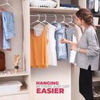 Neaties Plastic Hangers 30 Pack – Made in The USA – 6lb Capacity Standard Clothes Hangers with Strap Hooks for Dresses, Lingerie, Shirts, Pants, and Jackets – White & Peach