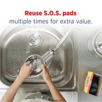 S.O.S Steel Wool Soap Pads, Home Cleaning Pads, Reusable Soap Scrubbers, Grease Cleaner, Outdoor, Bathroom or Kitchen Cleaning, 18 Count (Pack of 12)