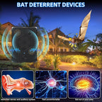2 Pack Bat Deterrent Devices for Attic: 2025 Upgraded Bat Keep Away System - Rechargeable Bats Exclusion Device for Porch,House Outdoor & Indoor, Friendly to Human & Pet,Bats Removal