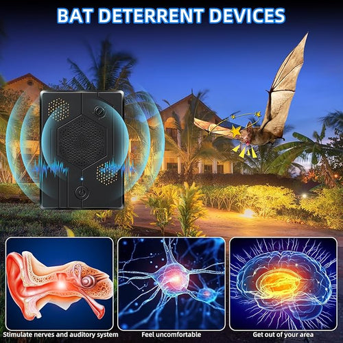 2 Pack Bat Deterrent Devices for Attic: 2025 Upgraded Bat Keep Away System - Rechargeable Bats Exclusion Device for Porch,House Outdoor & Indoor, Friendly to Human & Pet,Bats Removal
