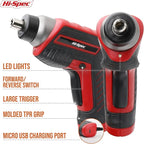 Hi-Spec 35pc Red Tool Kit with 3.6V USB Electric Screwdriver and Drill Set. Complete Basic Tool Set
