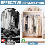 BALEINE 48'' Clear Garment Bags, 10.5'' Wide PEVA Suit Bag for Closet Clothes Dresses Suit Coats Storage (Clear, 3PK)