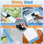 13.8" Window Squeegee for Glass Window Cleaning,All-Purpose Shower Squeegee with Microfiber Scrubber for Bathroom,Shower Glass Door,Mirror,Tile Wall, Car Windshield,Household Window Cleaner Tool,Bule
