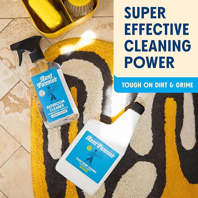 Aunt Fannie's Bathroom Cleaning Bundle, Natural Bathroom Cleaner Spray and Toilet Bowl Cleaner, Vinegar and Plant-Based Formula, Streak-Free, Non-Toxic, Safe for Kids and Pets, Pack of 2
