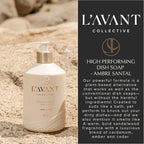 L’AVANT Collective High Performing Dish Soap | Plant-Based, Naturally Derived Formula, Ambre Santal Scent | 16 Fl oz Refillable Bottle | Luxury Kitchen Cleaning w/Elegant Countertop Design