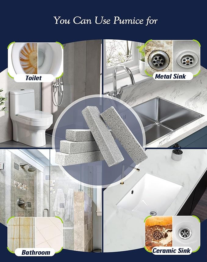 Maryton Pumice Stone for Toilet Cleaning, Non Scratch Pumice Stone for Cleaning Hard Water Stain on Toilet Bowl, Tile, Kitchen, Pack of 16