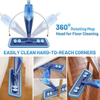 Microfiber Hardwood Floor Mop - Wet Dry Spray Mop with 4 Washable Pads for Tile Wood Laminate Vinyl Marble Home Kitchen - 500+ ML Refillable Bottle Dark Blue