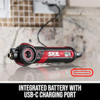 SKIL Twist 2.0 Rechargeable 4V Screwdriver with Pivoting Head, Torque Setting, USB-C Charging Cable, 28 PC Bit Set & Carrying Case- SD5619-02