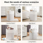 Laundry Basket,Woven Cotton Rope Laundry Hamper,Versatile Storage for Dirty Clothes,Baby Toys,and Blankets in Bathroom, Nursery,and Living Room (White, 60L)