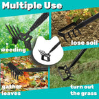 Garden Hoe, Stirrup Hoe with Adjustable Handle for Weeding Digger loosening Soil Metal Garden Cultivator with Rake Tiller Cultivator (30-73 Inch)