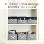 Storage Baskets for Shelves 13.8x9.8x6.7 Inch-Foldable Fabric Organizing Storage Bins with Handles, Closet & Bathroom Organizer, Home Storage for Kitchen, Office (3-Pack, Gray)