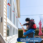 DSV Standard Window Squeegee, 2-in-1 Window Cleaner with 55" Extension Poles, Window Washing Kit, Glass Door Cleaner, Multi-Use Car Windshield Cleaning Tool with Long Handle for High Outdoor Windows