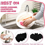 Tioncy 12 Pack Bat Kitchen Sponges Bulk Dual Sided Scrubber Sponges Dishwashing Non Scratch for Bat Kitchen Accessories Dish Scouring Black, White, Pink