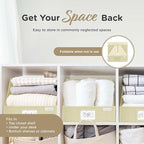 Trapezoid Closet Bins for Shelves – 12x12x10 Fabric Storage Baskets, Collapsible Organizer Boxes for Linen, Baby Clothes, Seasonal Storage – Light Beige, 3 Pack