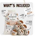 WoollyPals Wool Dryer Balls (6-Pack, XL Size)- 100% New Zealand Organic Wool - Sustainable & Eco-Friendly - Dry 1,000 Loads, Replaces Dryer Sheets, Reduces Static Cling, Reusable (Multi Colour)