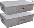 iwill CREATE PRO Folding Breathable Underbed Storage Bins with Lids, Wardrobe Closet Clothing Blanket, Shoes, Toys Organizer Containers, Dark Gray, Pack of 2