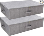 iwill CREATE PRO Folding Breathable Underbed Storage Bins with Lids, Wardrobe Closet Clothing Blanket, Shoes, Toys Organizer Containers, Dark Gray, Pack of 2