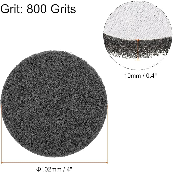 HARFINGTON 20pcs Scrubber Scouring Pads 800 Grits 4 Inch Drill Power Brush Hoop and Loop Surface Conditioning Disc Drill Scuffing Disc Scrub Pads for Home Kitchen Cleaning, Grey