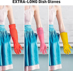 ThxToms Rubber Dishwashing Cleaning Gloves (2-Pair) - Soft Fleece Lining, Reusable, Waterproof with Extra-Long Cuff & Non-Slip Grip for Household & Kitchen Use - Medium