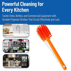 SPARTA Large Water Bottle Brush Ideal for Wide-Mouth Jars, Bottles and Tumblers, Dishwashing Tool with Handle for Home and Commercial Kitchens, Plastic, 12 Inches, Orange, (Pack of 6)