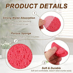 uxcell 10Pcs Cellulose Sponges, Round Kitchen Clean Sponges Non-Scratch Compressed Dish Scrubber for Kitchen Household Cookware Bathroom Cleaning & DIY, Pink