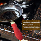 Patelai 7 Pieces Cast Iron Cleaner Set Include Stainless Steel Chainmail Scrubber with Bamboo Dish Scrub Brush Hot Handle Holder 2 Pan Grill Scrapers Kitchen Towel Wall Hook (Bright Color)