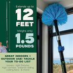 EVERSPROUT 5-to-12ft Telescoping Durable Duster with Extension Pole – Lightweight 3 Stage Cobweb Duster – Extendable to 20ft Reach for Cleaning High Ceilings and Spider Webs