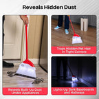 Indoor Broom with LED Lights | Angle Broom for Dark Corners & Low Light Areas | Soft Bristle, Adjustable Long Handle | Floor Sweeper for Kitchen, Room, Office & Garage (Red)