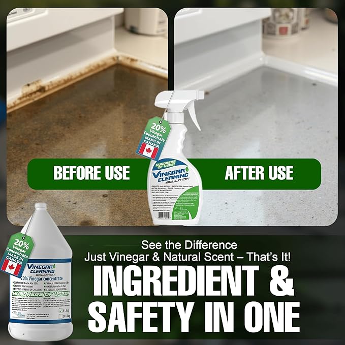 20% Vinegar Cleaning Spray Kit - All-Purpose 4L Vinegar Cleaner with Electric Sprayer for Home, Garden and Outdoor Surfaces - Organic, Pet-Safe Window & Glass Cleaning Solution