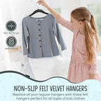 TechZoo 25 Premium Kids Velvet Hangers - 14" Non-Slip Clothes Hangers for Kids & Preteens - Ultra Slim, Space-Saving, Strong & Durable Hangers with 360° Swivel Hook - Black