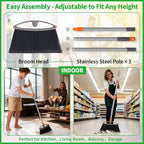 2 Pack Soft Bristle Broom, Heavy Duty Broom with Collapsible Handle, Ideal for Indoor Outdoor Hardwood Floors Kitchen Salon Camping Cat Pets Hair Home Room Office, Sturdy and Durable, Gray
