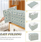 senya Large Storage Bins with Linen Collapsible Foldable Storage Cubes Fabric Closet Organizer Containers box with Flip-Top Lid for Home Bedroom Office 16.7 x 12.6 x 11.8in (Abstract Ornament)